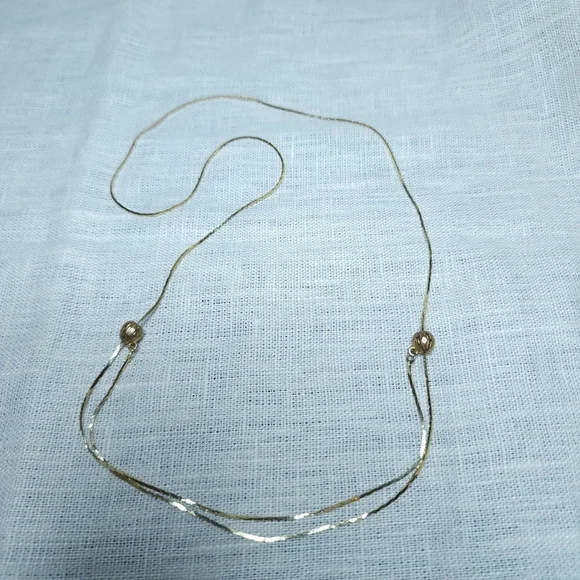 Vintage Herringbone Chain Necklace Adjustable Length Gold Tone 26" - Picture 1 of 7